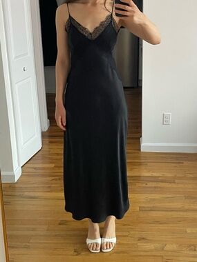 Massimo Dutti Slip Dress Maxi with Lace XS